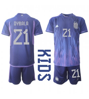 Argentina Paulo Dybala #21 Replika Babytøj Udebanesæt Børn VM 2022 Kortærmet (+ Korte bukser)